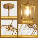 3 Pack Gold Pendant Lights, Modern Farmhouse Kitchen Pendant Lighting Over Island, Metal Cage Hanging Lights with Clear Glass Shade for Kitchen Island, Dining Room, Entryway, Hallway