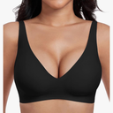 Deep V Bras for Women No Underwire Seamless Bralettes for Women Wireless Plunge T Shirt Bra with Extender Black (No Size)