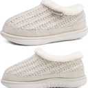 KuaiLu House Slippers for Women Comfortable Memory Foam Plaid Slipper Ladies Warm Fuzzy Plush Fur Lined Winter Home Shoes Orthotic Plantar Fasciitis Arch Support Indoor Outdoor (White)