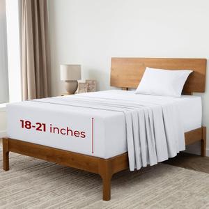 Mellanni Extra Deep Twin Sheets - 3 PC Iconic Collection Bedding - Hotel Luxury, Ultra Soft, Cooling Bed Sheets - Wrinkle, Fade, Stain Resistant (Twin, White)