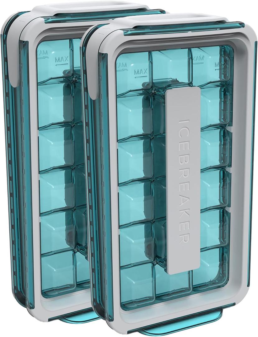 ICEBREAKER POP 2.0 2024: Make And Serve Ice Without Ever Touching The Ice | The Sanitary Silicone Ice Cube Tray for Freezer | Patented Ice Trays for Freezer | This Ice Cube Maker Makes 18 Cubes, 2-pack
