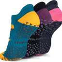 Hylaea Unisex Non Slip Socks with Grip for Yoga, Hospital, Pilates, Barre | Ankle, Cushioned, Large-X-Large