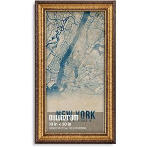 10x20 Classic Gold Picture Frame - Single Frame, 10 x 20 Ornate Vintage Poster Frame for Wall Decor & Gallery Walls