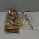 Rubtlamp 90Pcs Gold Plastic Silverware, Gold Disposable Utensils, Plastic Cutlery Include 30 Plastic Knives, 60 Forks and Spoons, Fancy Plastic Silverware Heavy Duty for Party