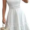 SweatyRocks Women's Ruffle Backless Lace Dress Halter Sleeveless Summer Dresses (Medium)