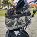 ROODO 2026 Upgraded Version 3-in-1 Dog Cat Stroller with Detachable Carrier Folding Lightweight Portable Travel Pet Gear All-Terrain Puppy Doggie Kitty Bunny Stroller for 35 lbs(Grey Lattice)