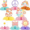 8 Pieces Five Is A Vibe Honeycomb Centerpieces, Boho Girls 5th Birthday Party Decorations, Daisy Flower Retro 60s 70s Hippie Theme Table Toppers Decors Party Supplies