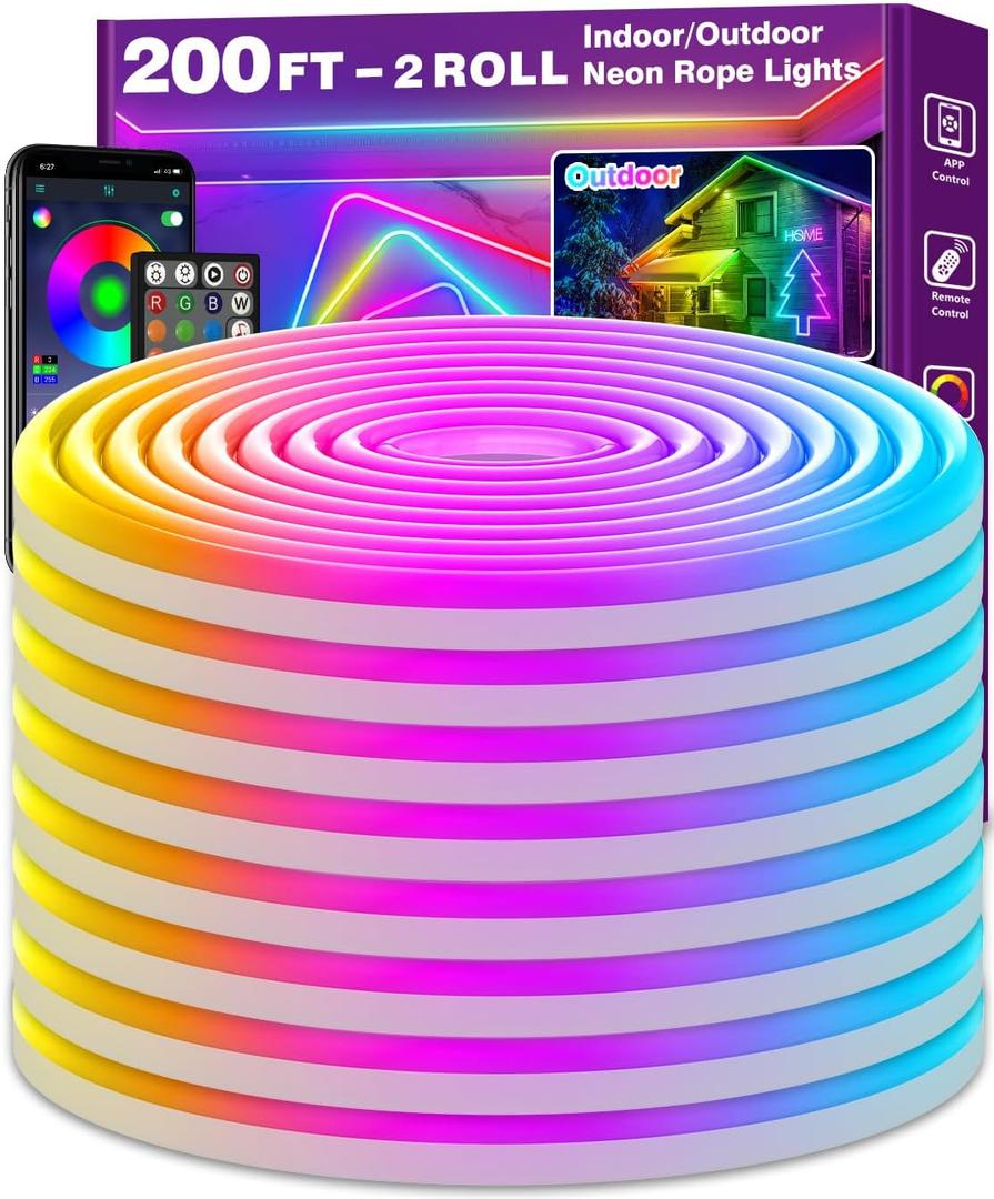 AILBTON 200FT Led Neon Rope Lights Control with App/Remote,Flexible Led Rope Light,Multiple Modes,IP65 Outdoor RGB Lights Waterproof,Music Sync Gaming Led Neon Strip Light for Bedroom Decor AILBTON 200FT Led Neon Rope Lights Control with App/Remote,Flexible Led Rope Light,Multiple Modes,IP65 Outdoor RGB Lights Waterproof,Music Sync Gaming Led Neon Strip Light for Bedroom Decor