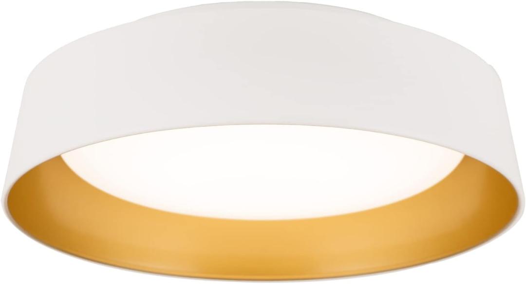 12.5 Inch LED Flush Mount Ceiling Light Fixture, 26W, Super Bright 1350 Lumen, 3 Color 3000K/4000K/5000K, Matt White with Gold Inside, Dimmable Ceiling Lamp for Bedroom Hallway Bathroom Outdoor