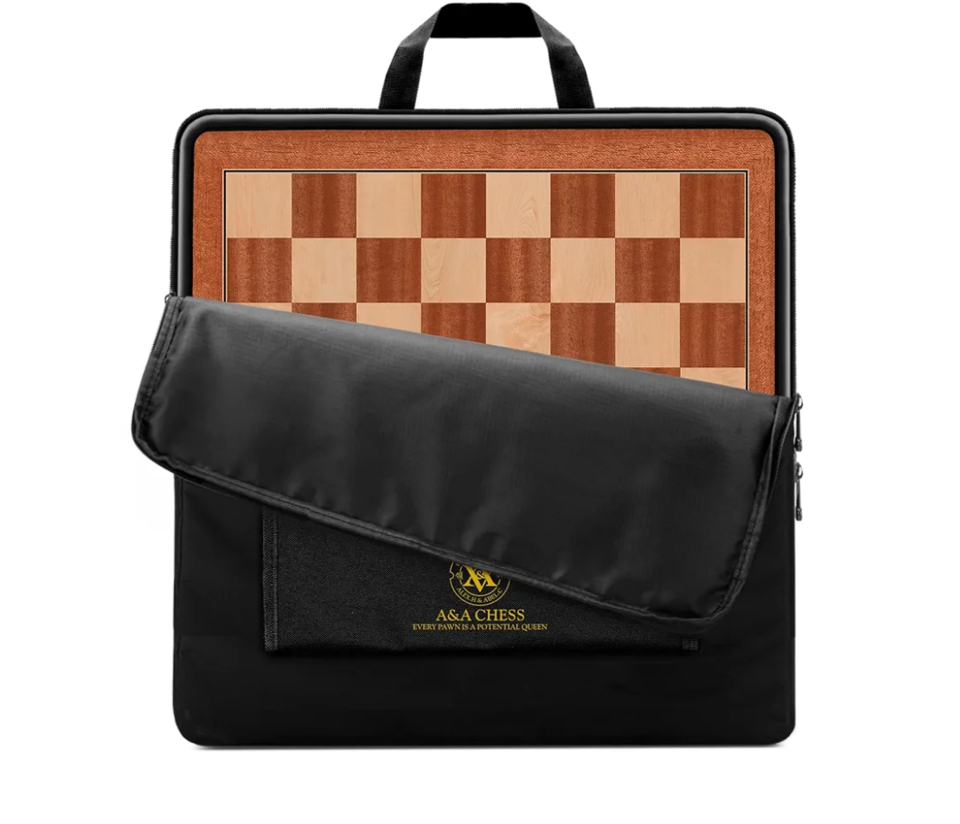 A&A 18.875" Professional Wooden Tournament Chess Board/Mahogany & Maple Inlaid / 2.0" Squares w/o Notation