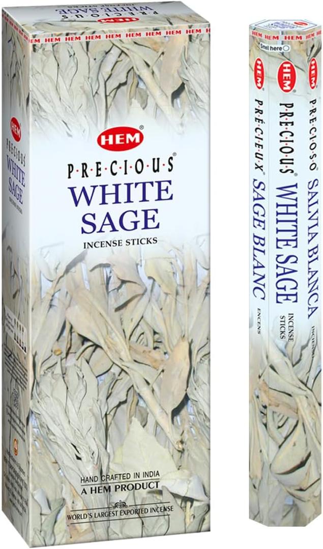 HEM White Sage Incense Sticks - 100 Count | Natural Air Purifying Aromatherapy | Calming and Cleansing Fragrance | Perfect for Meditation and Relaxation | Long-Lasting Burn