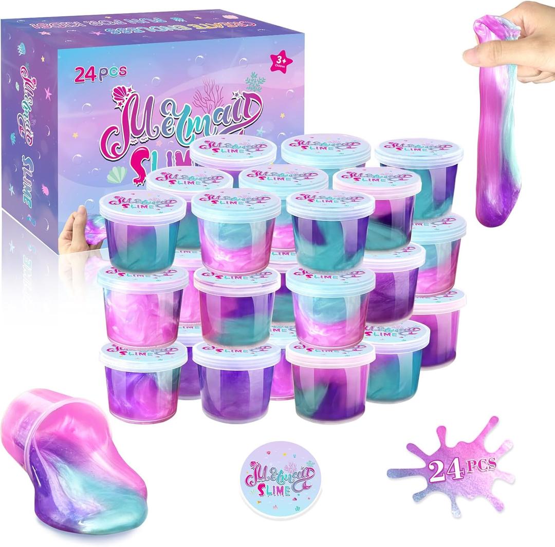 11 Pack Mermaid Slime Party Favors for Kids Slime Cup Bulk DIY Stress Relief Putty Toy Christmas Easter Birthday Goodie Bag Stuffer Classroom Reward for Girls Boys Stretchy Non-Sticky
