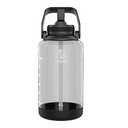 Takeya Tritan Motivational Water Bottle with Flip Straw Lid - Durable, BPA-Free - With Time Marker - Leakproof & Bumper - 64 oz, Stormy Black