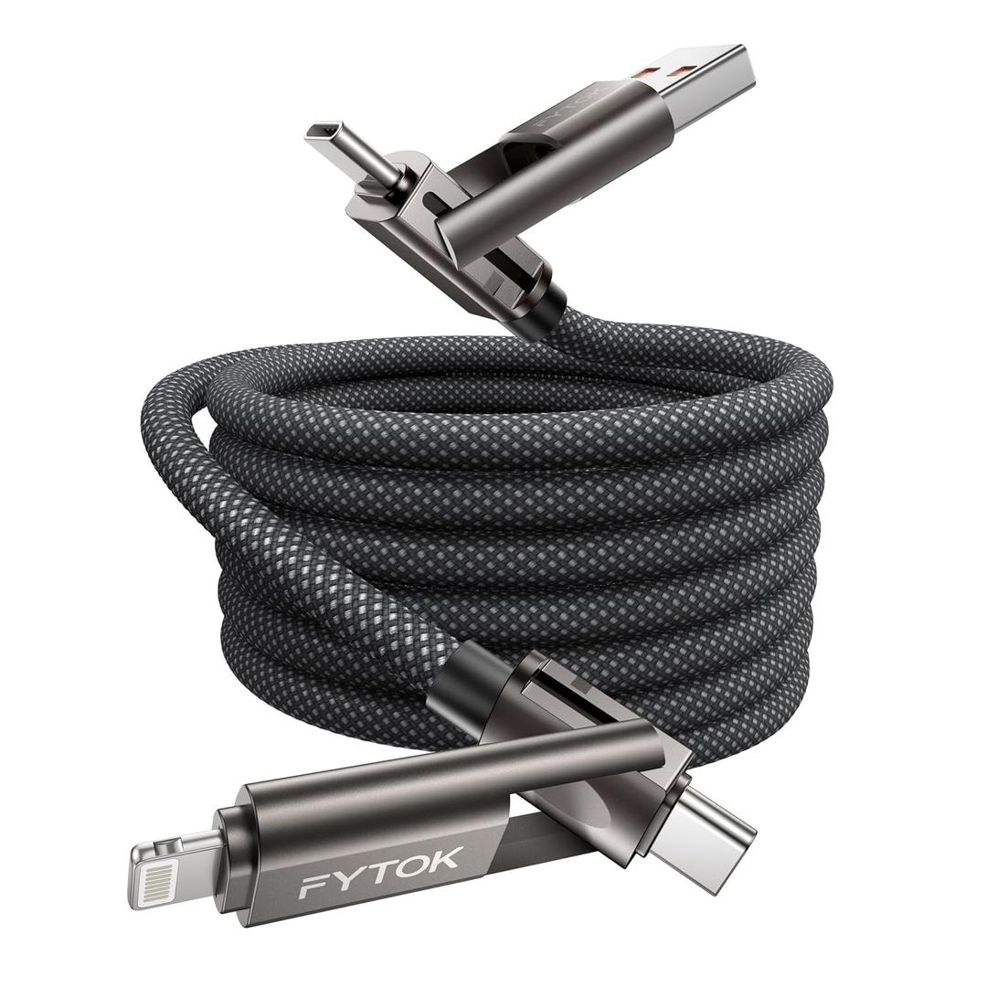 USB C Cable Fast Charging 60W iPhone Charger Cable 6FT, [Apple MFi Certified] USB to USBC to Lightning Cable 4 in 1 Charging Cable with Type C/USB A for iPhone 17/16/15/14/13/12/iPad/Android/MacBook