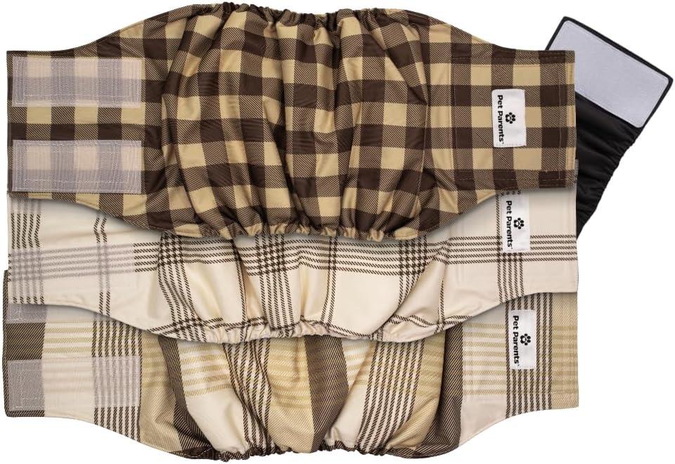 Pet Parents Washable Belly Bands for Male Dogs (3pack) + Extendrs of Durable Dog Diapers Male, Premium Male Dog Diapers & Dog Wraps (Small, Oxford)(13-16")