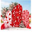 Valentine's Day Arch Backdrop Cover Set of 3-4Ft 5Ft 6Ft Red Pink Heart Spandex Arch Stand Covers Photo Booth Round Top for Valentine Wedding Anniversary Birthday Party Decor(Pink
