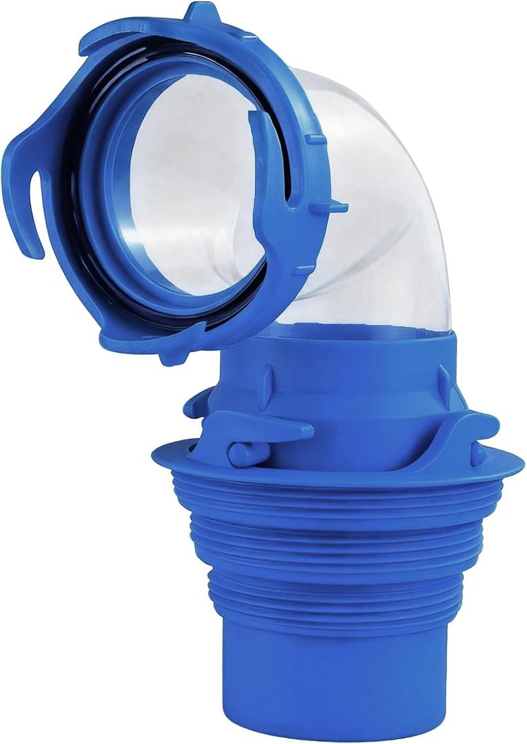 6-in-1 Universal RV Sewer Hose Elbow Kit, 90-Degree Clear Adapter with Threaded Fittings & Odor-Proof Gasket, Fits 4 Standard Dump Station Inlets