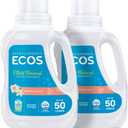 ECOS Laundry Detergent Liquid, 100 Loads - Dermatologist Tested Laundry Soap - Hypoallergenic, EPA Safer Choice Certified, Plant-Powered - Magnolia Lily, 50 Fl Oz (Pack of 2)