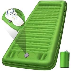 Camping Sleeping Pad, Extra Thick 5 Inch Camping Mat with Pillow Built-in Foot Pump Inflatable Sleeping Pads Compact for Camping Backpacking Hiking Traveling TentGreen