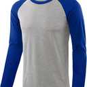 Men's Casual Raglan 3/4 Long Sleeve Soft Cotton Basic Sports Baseball Jerseys T Shirts (Gray)