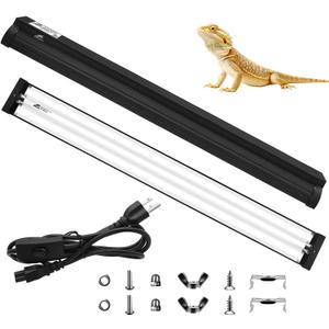 39W T5 10.0 UVB Reptile Light Fixture Combo Kit, High Output UVA UVB Light with Upgraded Wider Alloy Reflector for Bearded Dragons Lizards Tortoises and Other Desert or Tropical Reptiles (34.5Inch)
