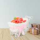 Cabilock Imitation Rattan Woven Baby Carriage Candy Holder 3-Piece Set Lightweight Stroller Shape Basket for Baby Shower Wedding Party Favor Decoration 9.64X4.92X5.90 Inch