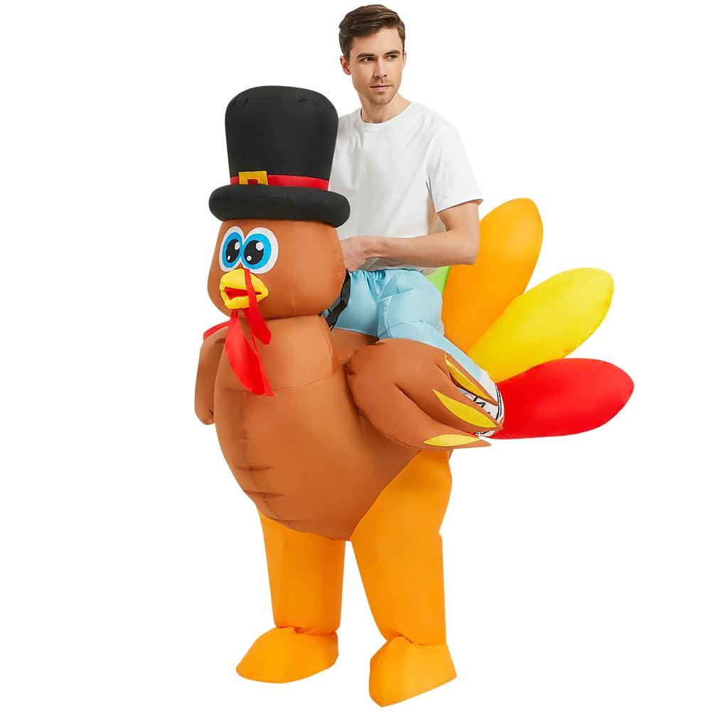 KOOY Thanksgiving Inflatable Turkey Costume for Adult, Thanksgiving Party Funny Turkey Suit Blow up Trukey Costumes, Christmas Costume Size: L