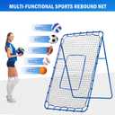 Volleyball Baseball Rebounder Net, Softball Rebounder Pitchback Net Quick Adjustments, Quick Adjustments Lacrosse Bounce Back Practice Equipment, Ideal for Outdoor Indoor and Backyard Training (6FTx4FT)
