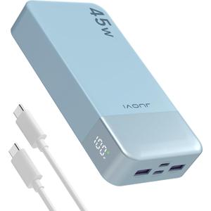 J2621 Power Bank Portable Charger,20000mAh 45W PD3.0 QC 4.0 Fast Charging Battery Pack with LED Display,2 USB-C,2 USB-A for iPhone Tablet MacBook (Blue)