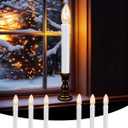 Christmas Window Candle Lights with Timer, 10" Ultra Bright LED Battery Operated Window Candles with Antique Bronze Base (6/18 Hour Timer) for Indoor Table Mantel Party Window Decor-6 Pack