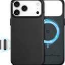 SHIELDON Genuine Leather Case for iPhone 17 Pro Max 6.9" 2025, Compatible with Magsafe, Updated Camera Button, Slim Magnetic Wireless Charging, Shockproof, Camera Bezel, Protective Phone Cover - Black