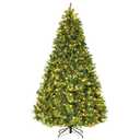 8 ft. Pre-Lit LED Artificial Christmas Tree Hinged with 600 LED Lights and Pine Cones