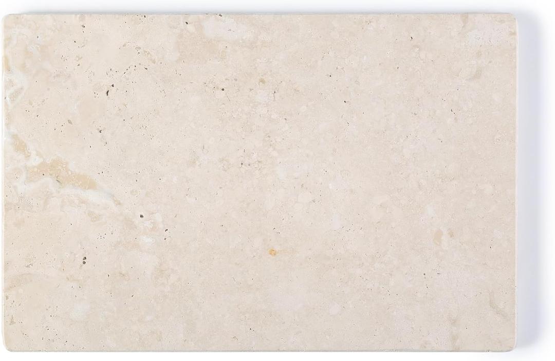 Koville Natural Travertine Marble Cutting Board for Kitchen Counter, 12" x 8" Real Stone Slab Marble Cheese Board for Home Decor, Stone Pastry Boards Bathroom Perfume Tray Candle Plate