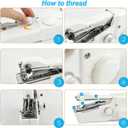 Handheld Sewing Machine,Mini Electric Hand-held Cordless Portable Sewing Machine for Beginners,Easy to Use and Fast Stitch Suitable for DIY,Clothes,Home,Travel (Off White)