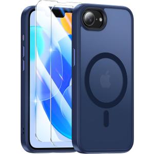 Magnetic Case for iPhone 17e & iPhone 16e (6.1 inch), [with 2X Clear Screen Protectors] [Compatible with MagSafe], Military-Grade Protection, Shockproof Protective Case for iPhone 17E/16E, Blue