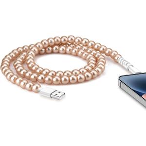 SAMONPOW for iPhone Charger Cord 60W Fast Charging Cable 3.3FT Cute Beaded Phone Charger Cord USB A Charging Cable for iPhone 14 13 12 11 Pro Max XR XS X 8 7 6 Plus and More, Champagne Gold Color