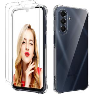 For Galaxy A17 5G Case with 2 PCS Screen Protectors,Girls Women Slim Flexible TPU Bumper Shock Absorption Rubber Soft Cover for Samsung Galaxy A17 5G (Clear, Samsung Galaxy A17 5G)