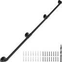 Industrial Staircase Railing, 9FT Galvanized Pipe Handrail with Wall Mount Support