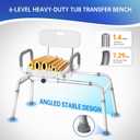 360° Swivel Transfer Shower Chair – Adjustable Transfer Bench with EVA Transfer Seat, Bath Safety Solution for Elderly, Disabled & Post-Surgery Patients (Blue)