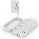TESSAN Power Strip Surge Protector, 10FT Flat Plug Extension Cord with 8 Outlets 3 USB Charger(1 USB C), 1080 Joules Protection, Wall Mountable Charging Station for Home Office Dorm, Gray
