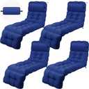 4 Pieces Outdoor Chaise Lounge Cushions with 4 Pillows 72" x 22" x 4" Tufted Lounge Chair Cushion for Wicker Replacement for Outdoor Furniture Patio Bench Pool Porch Loveseat(Navy)