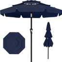AreShark 9FT 3-Tiers Patio Umbrella with Valance, Outdoor Umbrellas with Crank/Tilt, Table Market Umbrella Vented w/ 8 Sturdy Ribs for Garden, Deck, Backyard, and Pool, Navy
