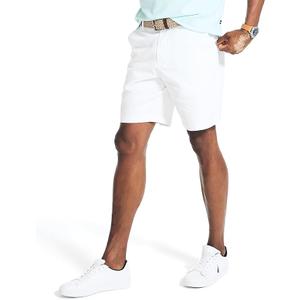 Nautica Men's Classic Fit Flat Front Stretch Chino Shorts, White, 34W