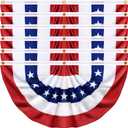 6 Pack 3x6 Ft USA Patriotic Pleated Fan Flag, American Bunting Half Fan Banner for Outdoor Decor, Red White and Blue Decorations for 4th of July, Memorial Day, Independence Day