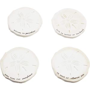 Sand Dollar Coaster Set,  Color White Shape Round, 
Item Dimensions L x W	4"L x 4"W
