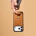 Butaiga for iPhone 17 Pro Max Leather Case with Stand, Anti-Slip Grip Ring, Fits for MagSafe (Brown, iPhone 17 Pro Max)
