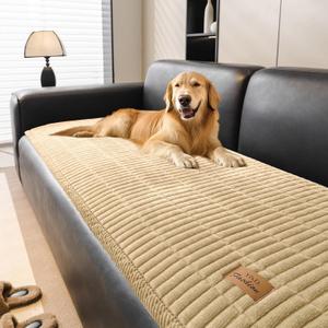 Couch Covers for Dogs, Velvet Dog Couch Cover, Pet Couchs Covers for 3-4 Seater, Couchs Protector for Dogs, Sofa Cover for Pets Washable(1PC, Light Brown, 27.5"94.5", 3-4 Seater)