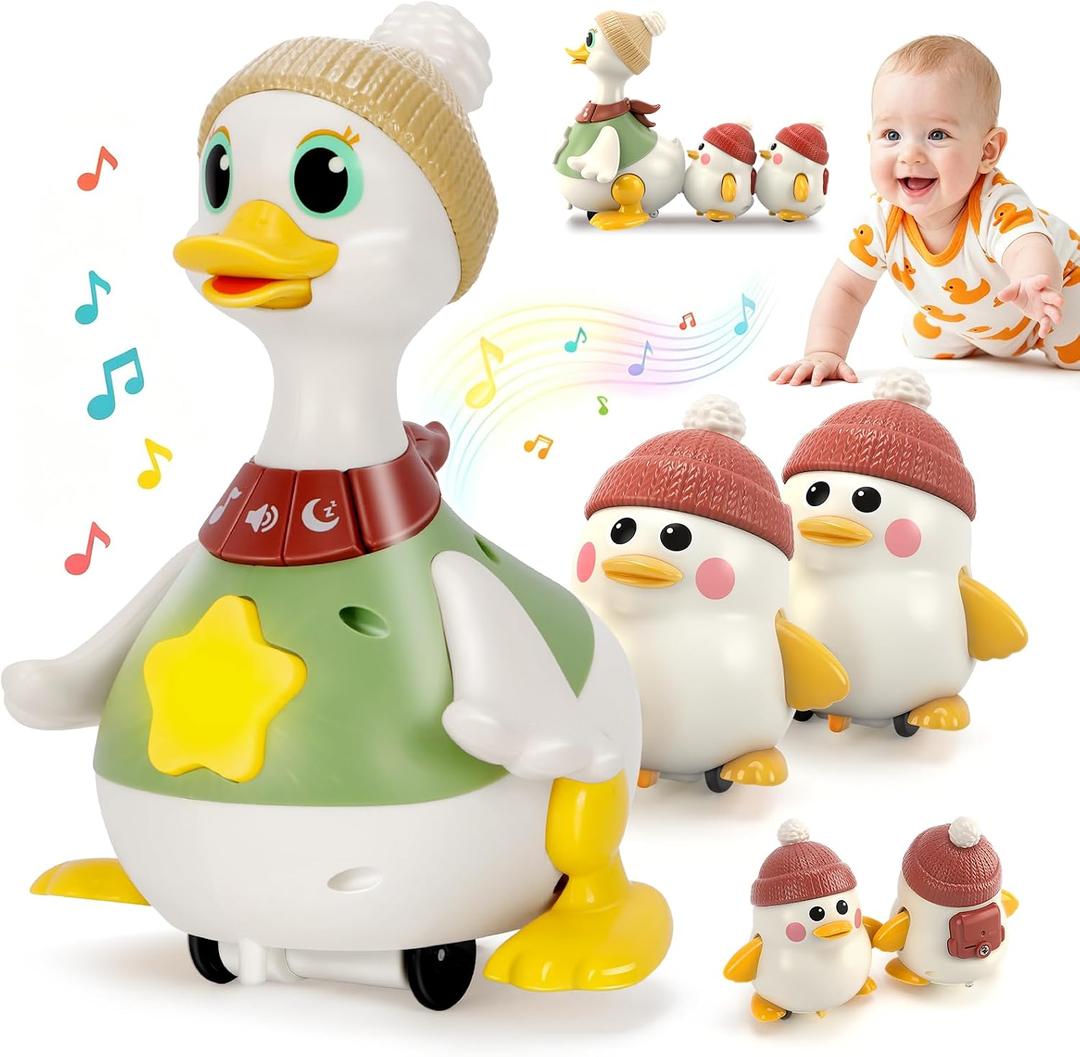 KETIEE Tummy Time Baby Toys 6-12 Months: Musical Dancing Duck Family for Babies, Little Ducks Crawling Toy Set, Interactive Duck Infant Toys for 1-2rd Boys Girls Birthday