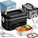 Heated Lunch Box for Men Women, Cordless Electric Lunch Box for Adults,Food Heater-3D-5 Side 220F Max Heating,Smart Rechargeable Portable Food Warmer Lunchbox for Office Truck Travel Use