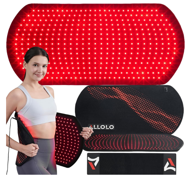 ALLOLO Red Light Therapy for Body, 3 in 1 LEDs Red Light Therapy Belt with Timer Remote Control, 660nm 850nm Infrared Light Therapy Pad for Body Waist Shoulder Knee, 12.6" x 6.3" Large Area